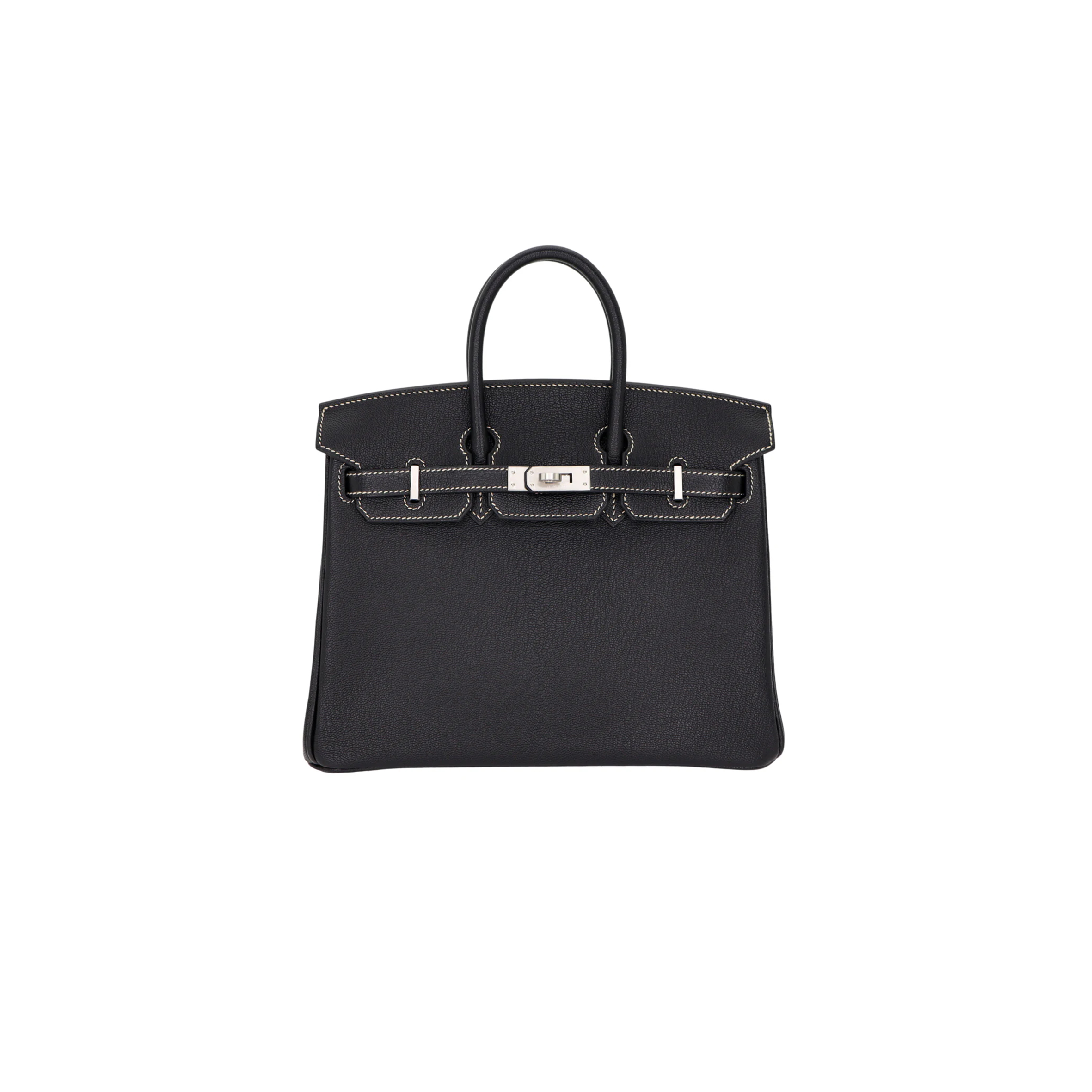 H**mes MASTER BIRKIN 25 BLACK CHÈVRE LEATHER BRUSHED PALLADIUM HARDWARE (25*20*13cm)